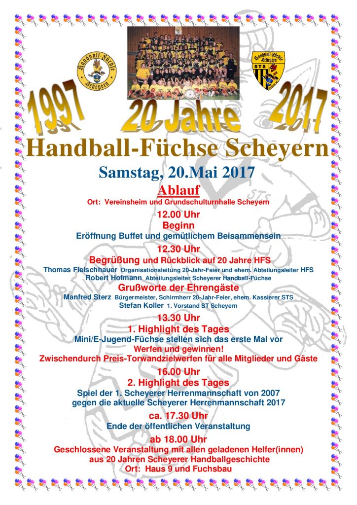 Großes Jubiläumsfest der Handball-Füchse anlässlich ihres 20-jährigen Bestehens.